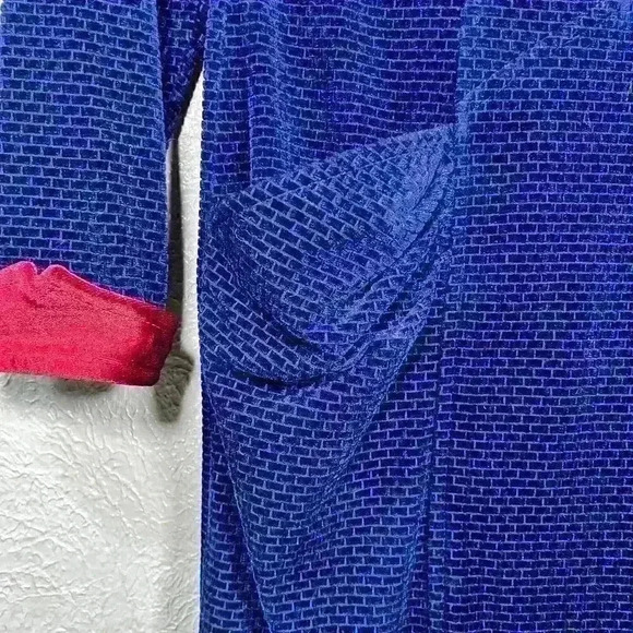 VINTAGE Ming Ying Japanese Blue Velour 1950s Mini Dress Long Sleeve Women Small - Picture 4 of 13